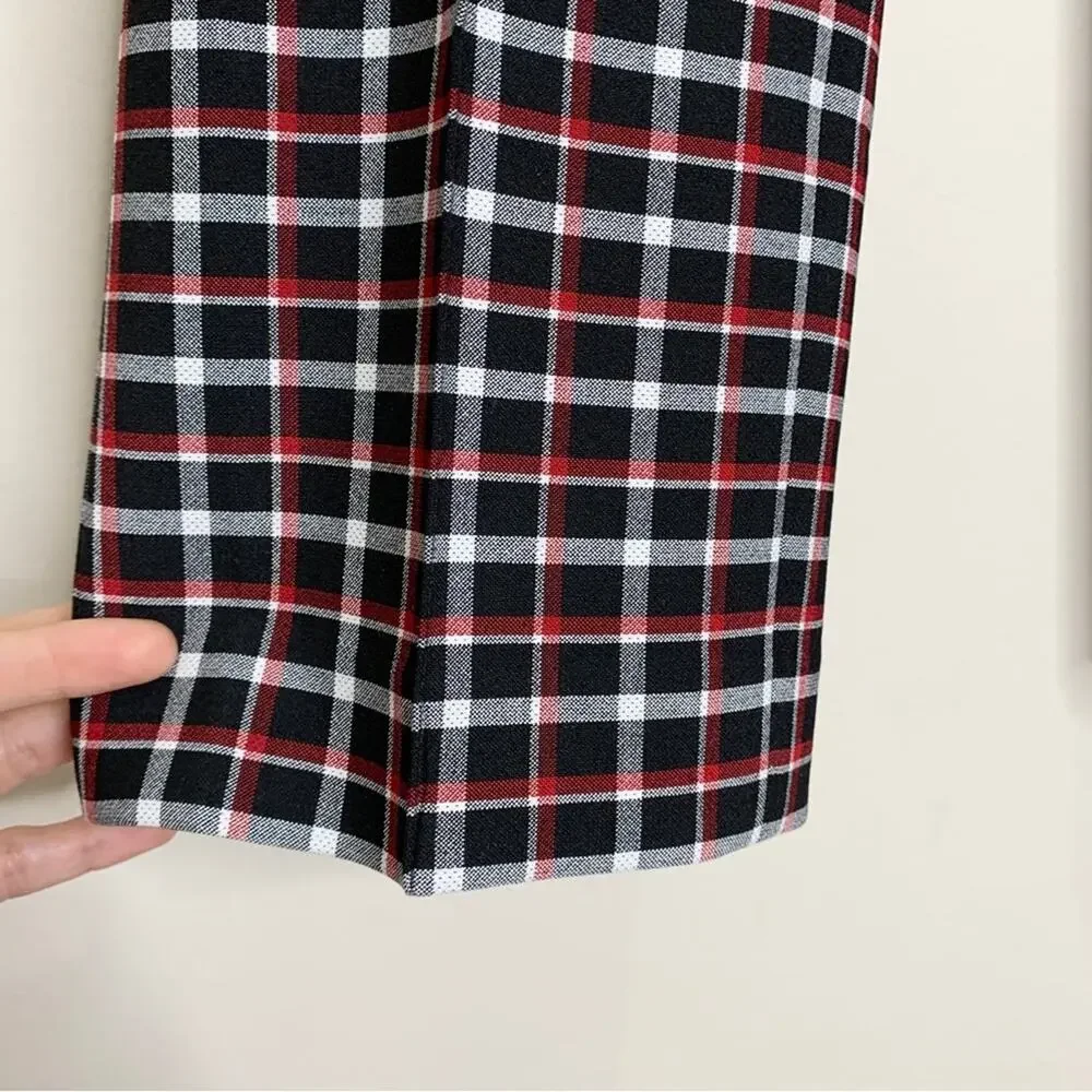 Akris Punto Francoise Slim Straight Pant (Sz 4) Glen Check Plaid Black Red - Picture 10 of 16